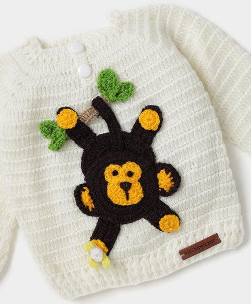 Handmade Monkey Sweater Set- Cream & Brown