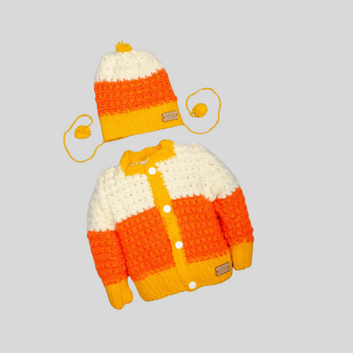 Handmade Sweater Set- Orange & Off White