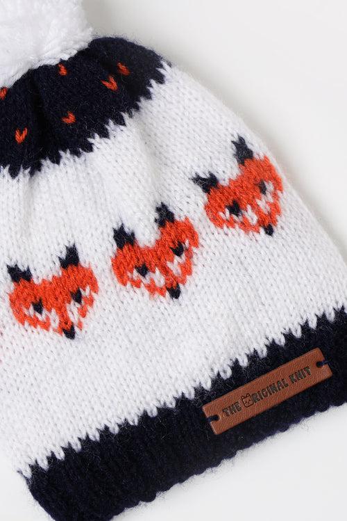 Fox pattern handmade Cap- Blue & Orange