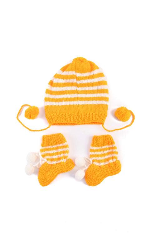 Handmade Knitted Cap & Socks- Yellow & White