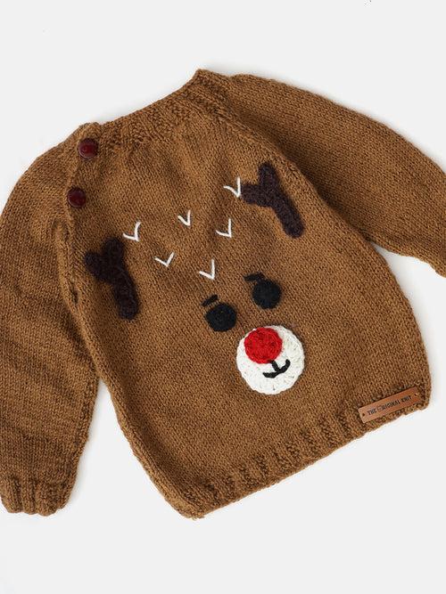 Reindeer Snuggle Sweater - Brown