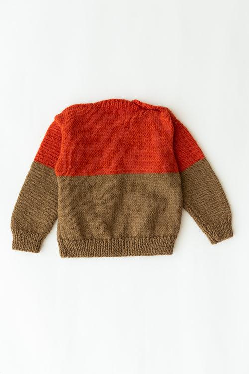 Embroidered Handmade Sweater- Rust & Brown