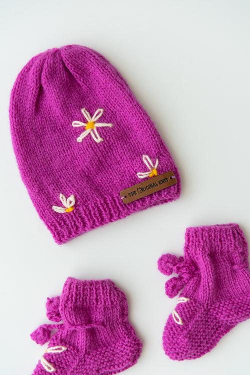 Embroidered Handmade Sweater Set- Purple