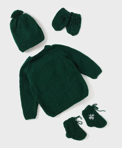 Handmade Santa Embellished Sweater Set- Green