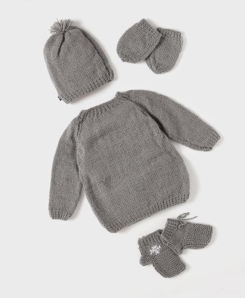 Handmade Santa Embellished Sweater Set- Grey