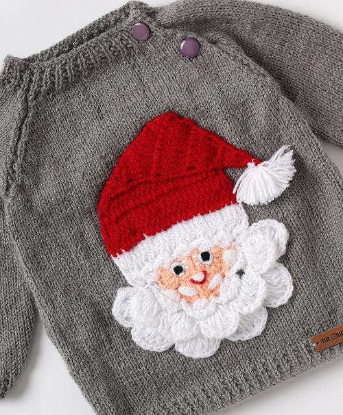 Handmade Santa Embellished Sweater Set- Grey