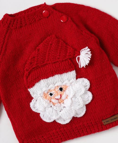 Handmade Santa Embellished Sweater Set - Red