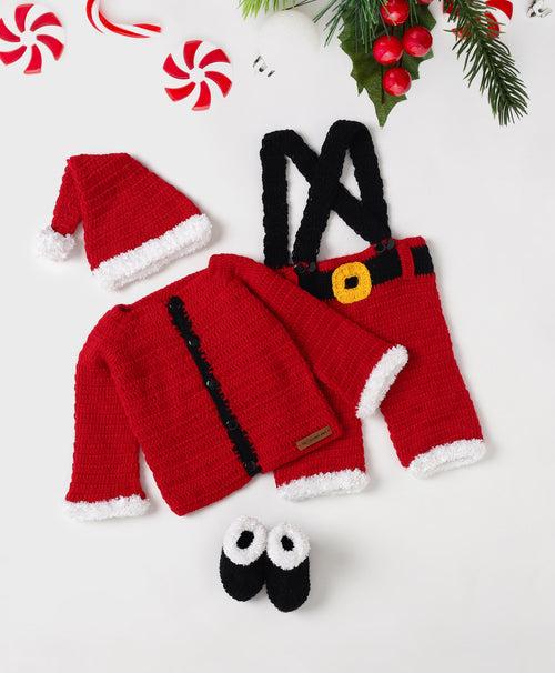 Handmade Santa Dungaree Set- Red & White