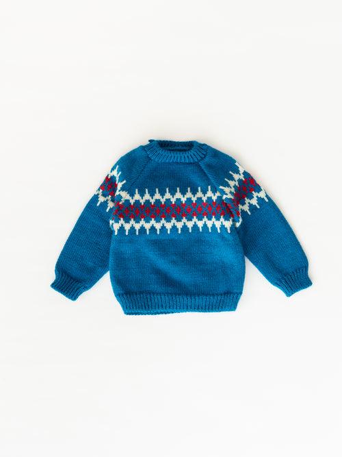 Handmade Self Design Sweater- Royal Blue