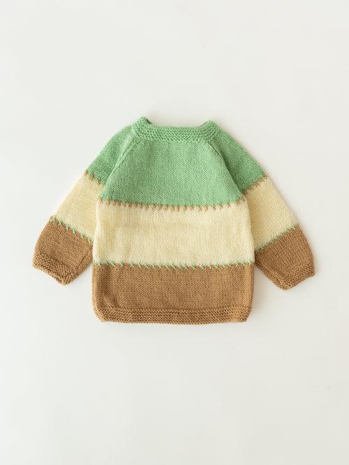 Embroidered Handmade Sweater- Light Green & Beige