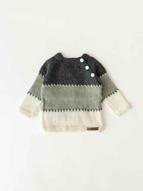 Embroidered Handmade Sweater- Dark Grey & White