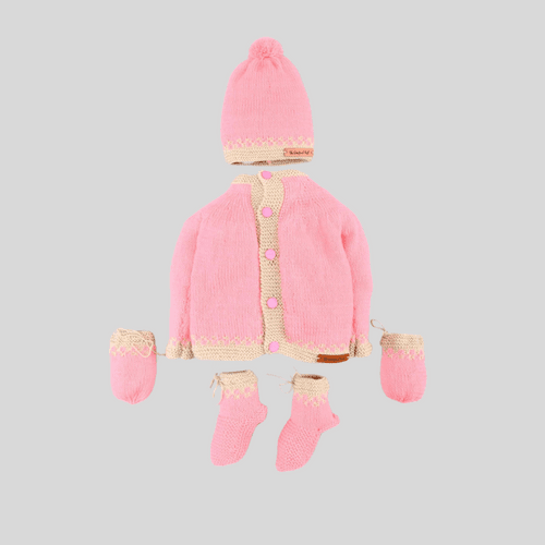 Handmade Sweater Set- Light Pink & Beige