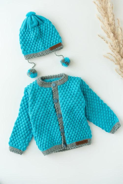 Handmade Sweater Set- Blue & Grey