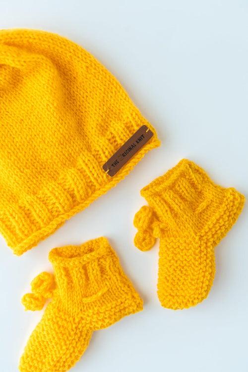 Self Design Handmade Sweater Set- Yellow