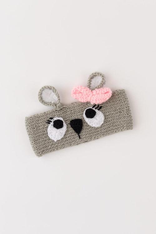 Tiny Bow Knitted Ear Warmer- Grey