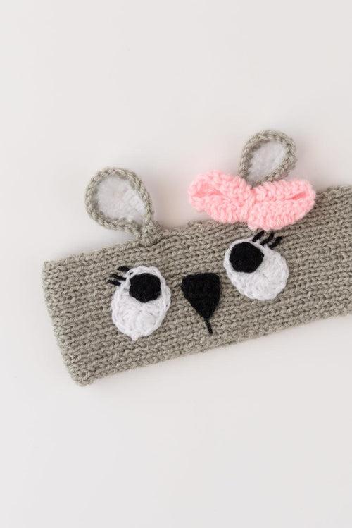 Tiny Bow Knitted Ear Warmer- Grey