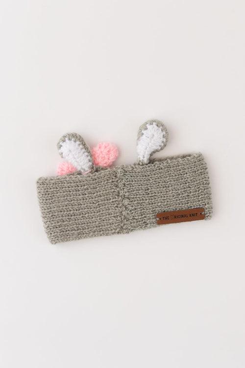 Tiny Bow Knitted Ear Warmer- Grey