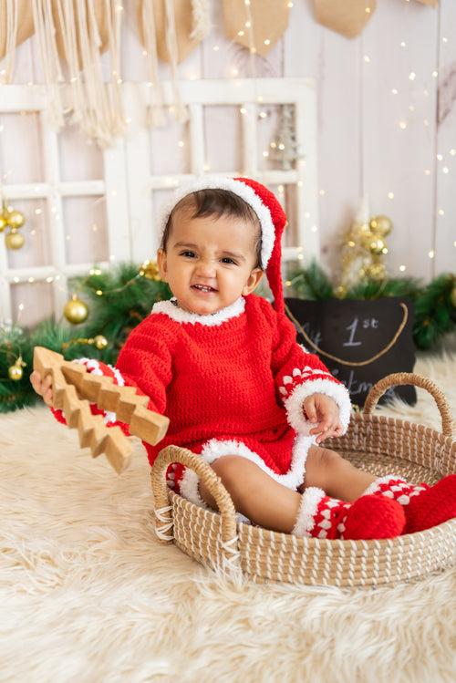 Unisex Santa Handmade Romper Set- Red & White