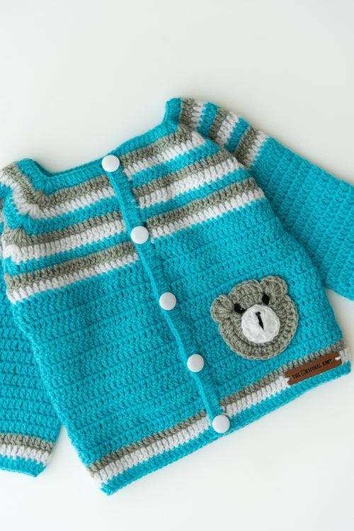 Unisex Kids Handmade Sweater Set- Blue & Grey