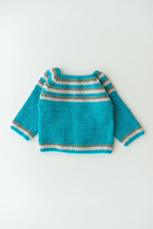 Unisex Kids Handmade Sweater Set- Blue & Grey