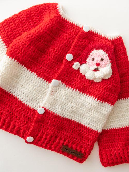 Handmade Santa Embellished Sweater- Red & White