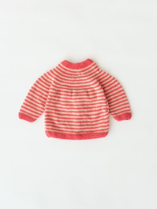 Handmade Striped Sweater- Pink & Off White