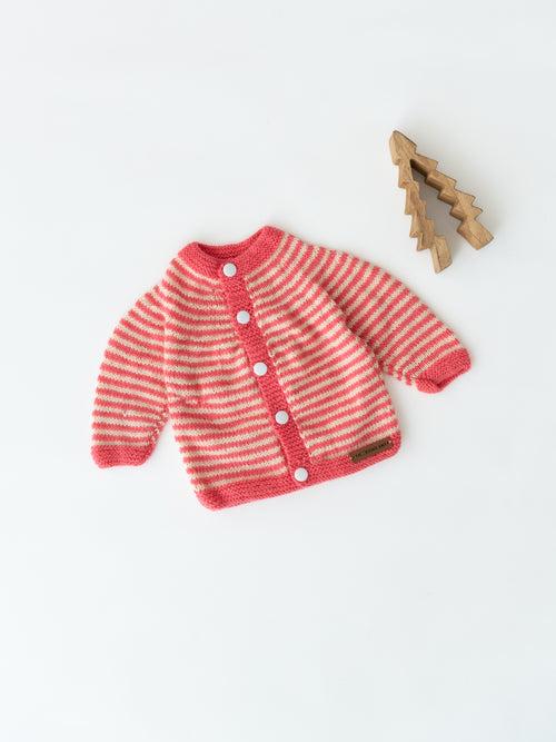 Handmade Striped Sweater- Pink & Off White