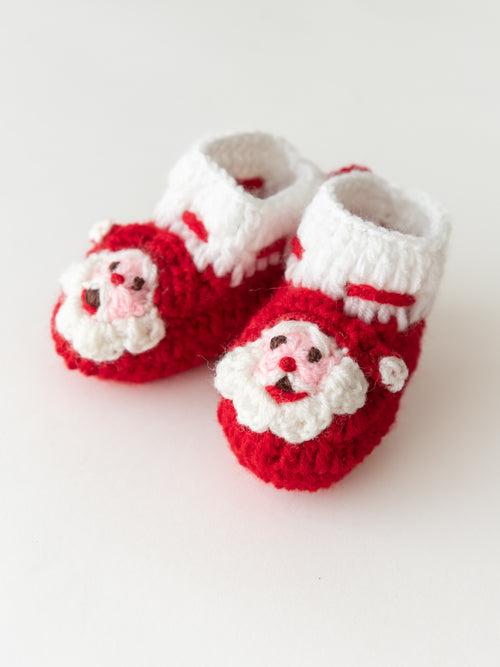 Handmade Santa Booties- Red & White