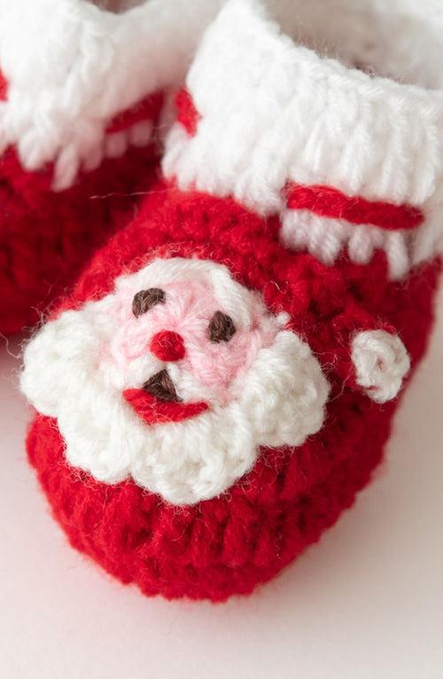 Handmade Santa Booties- Red & White