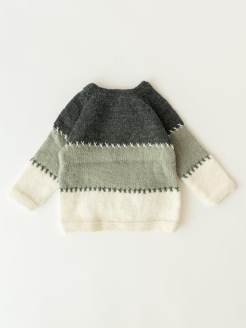 Embroidered Handmade Sweater Set- Dark Grey & White