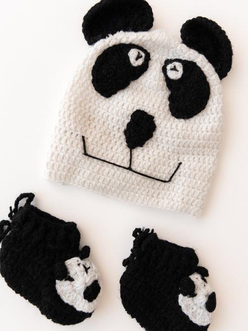 Handmade Panda Face Pyjama Set- White & Black