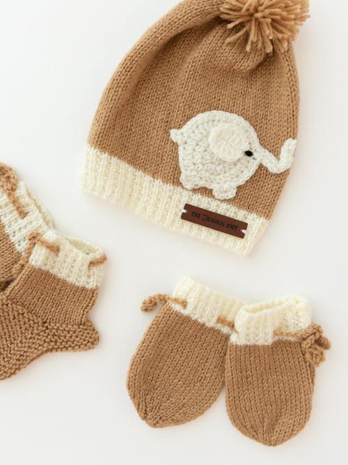 Elephant Patch Sweater Set - Beige