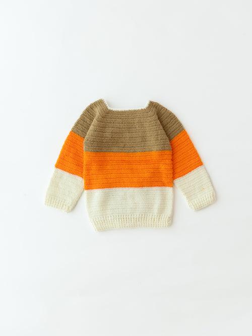 Mouse Embroidered Sweater-Beige & Orange