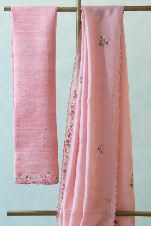 Peach Russian Silk Saree