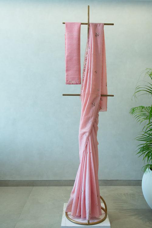 Peach Russian Silk Saree