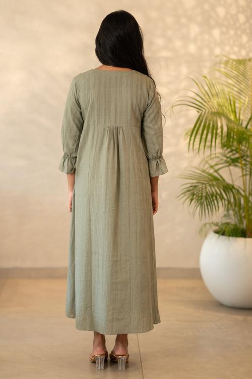 Olive Green Handloom Kurthi