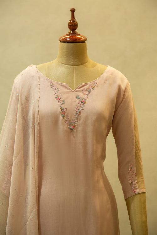 Light Peach Semi Stitched Salwar Set