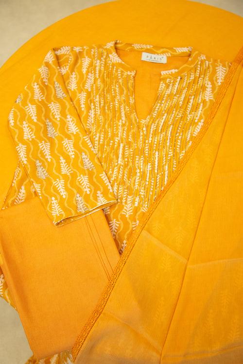 Printed Chanderi Silk Semi- Stitched Salwar Set