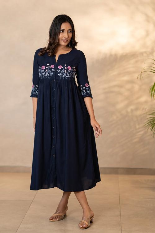 Embroidered Front Open Kurti