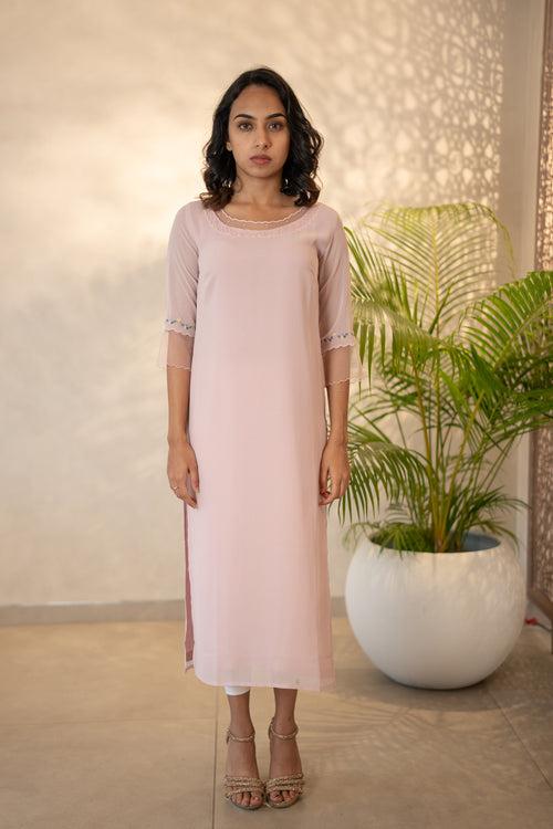 Powder Pink Georgette Kurti