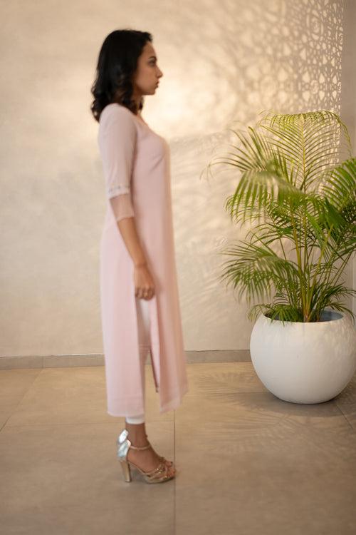 Powder Pink Georgette Kurti