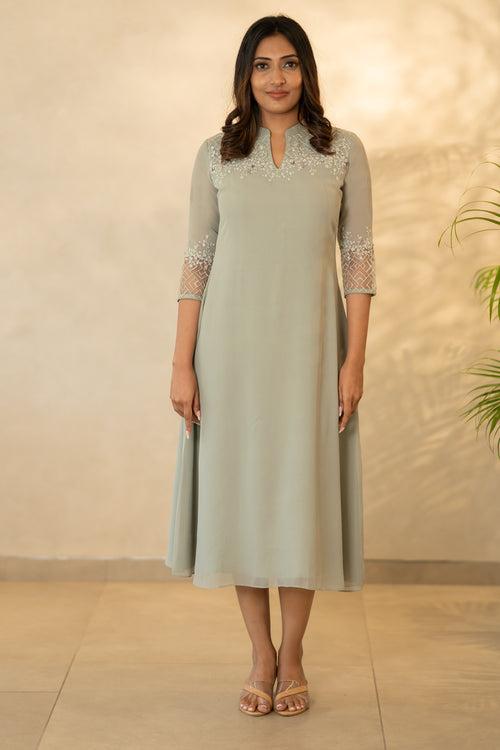 Storm Grey Georgette Kurti