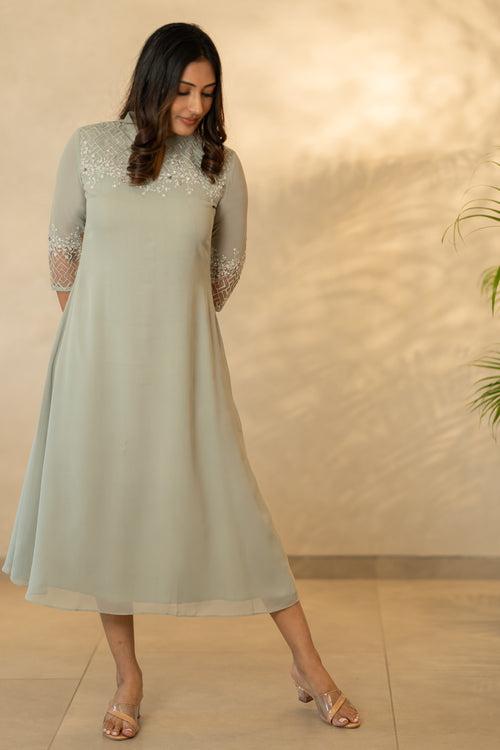 Storm Grey Georgette Kurti