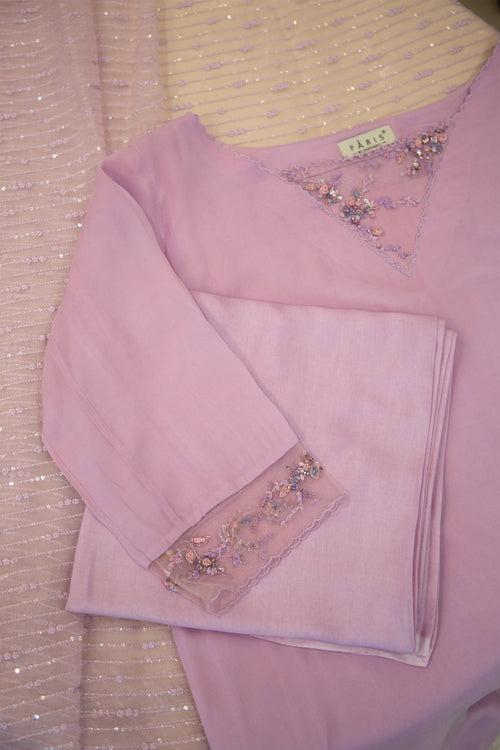 Lavender Georgette Semi- Stitched Salwar Set