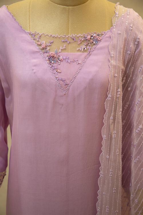 Lavender Georgette Semi- Stitched Salwar Set