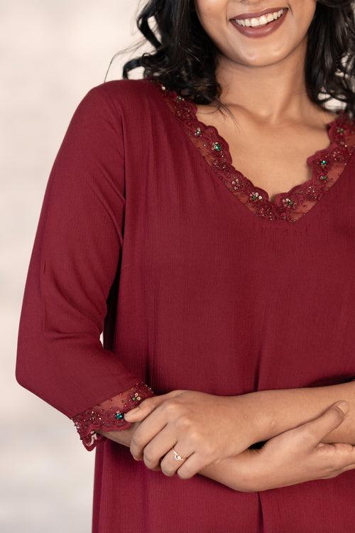 Maroon Rayon Kurti