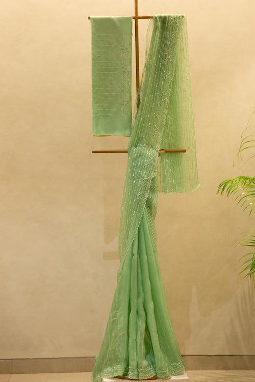 Pure Organza Embroidered Saree