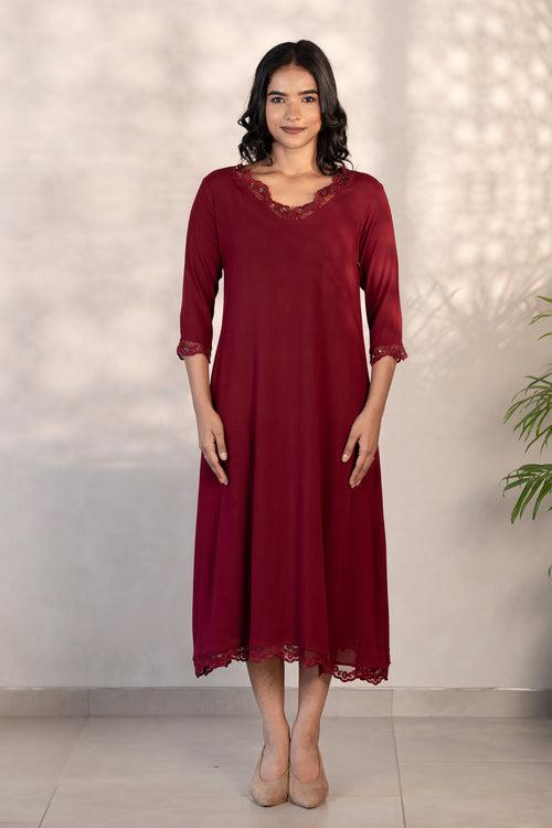 Maroon Rayon Kurti