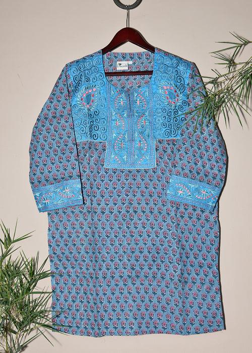 Ajanta Embroidered Hand Block Print Tunic