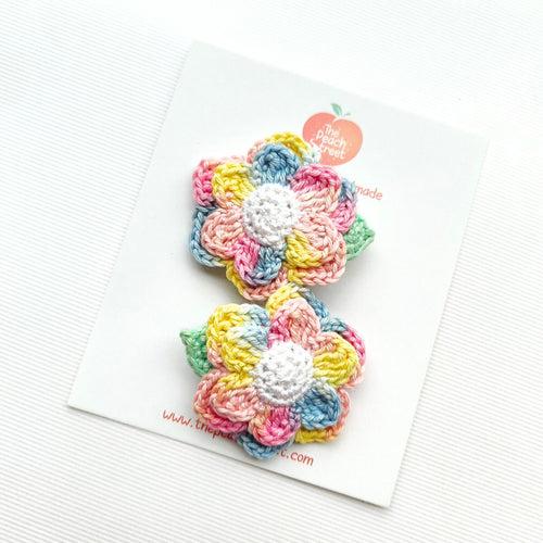 Rainbow Flower Hair Clips